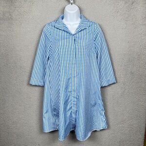 Tuckernuck Day Dress Womens XS Blue Gingham‎ Button Up Shirtdress Preppy Coastal
